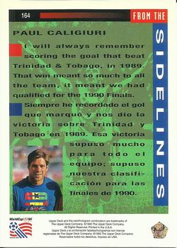 1993 Upper Deck World Cup Preview (English/Spanish) #164 Paul Caligiuri Back