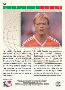 1993 Upper Deck World Cup Preview (English/Spanish) #108 Ronald Koeman Back
