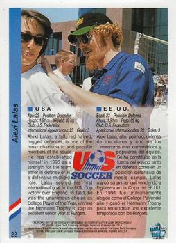1993 Upper Deck World Cup Preview (English/Spanish) #22 Alexi Lalas Back