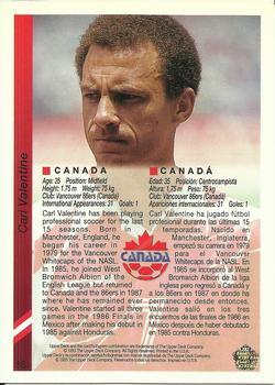 1993 Upper Deck World Cup Preview (English/Spanish) #55 Carl Valentine Back
