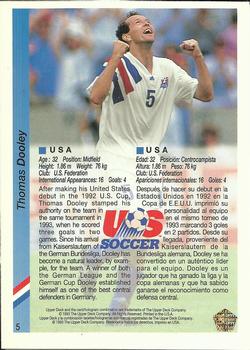 1993 Upper Deck World Cup Preview (English/Spanish) #5 Thomas Dooley Back