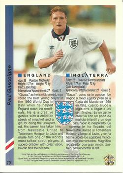 1993 Upper Deck World Cup Preview (English/Spanish) #80a Paul Gascoigne Back