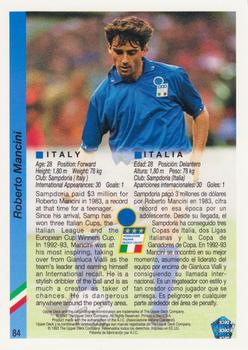 1993 Upper Deck World Cup Preview (English/Spanish) #84 Roberto Mancini Back