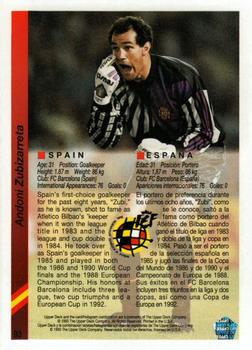 1993 Upper Deck World Cup Preview (English/Spanish) #93 Andoni Zubizarreta Back