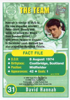 1997-98 Futera Celtic Fans Selection - Foil #31 David Hannah Back