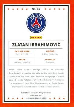 2015 Donruss #52 Zlatan Ibrahimovic Back