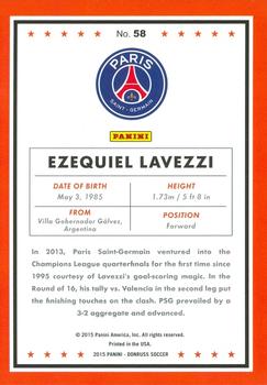 2015 Donruss #58 Ezequiel Lavezzi Back