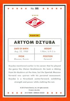 2015 Donruss #86 Artyom Dzyuba Back
