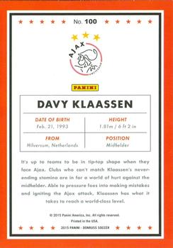 2015 Donruss #100 Davy Klaassen Back