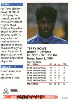 1991 Soccer Shots MSL #010 Terry Rowe  Back