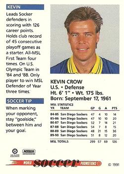 1991 Soccer Shots MSL #012 Kevin Crow  Back