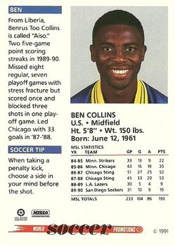 1991 Soccer Shots MSL #013 Ben Collins  Back