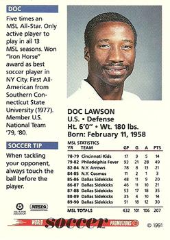1991 Soccer Shots MSL #026 Doc Lawson  Back