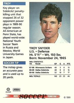 1991 Soccer Shots MSL #028 Troy Snyder  Back