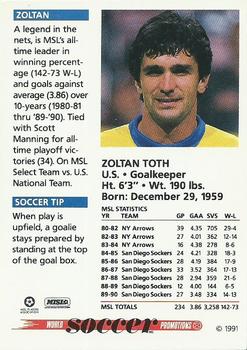 1991 Soccer Shots MSL #076 Zoltan Toth  Back
