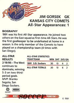 1991 Soccer Shots MSL - All-Star #7 Jim Gorsek Back