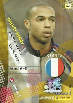 2002 Panini World Cup #62 Thierry Henry Back