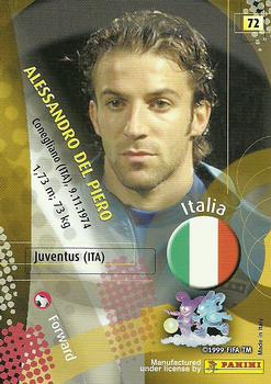2002 Panini World Cup #72 Alessandro Del Piero Back