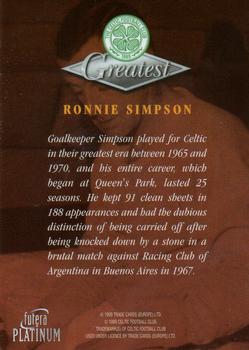 1999 Futera Platinum Celtic Greatest #NNO Ronnie Simpson Back