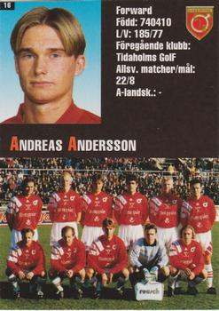 1995 Arena Allsvenskan #16 Andreas Andersson Back