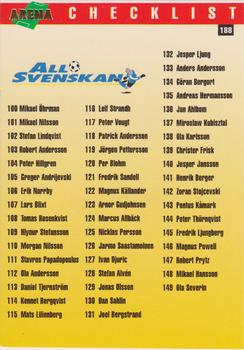 1995 Arena Allsvenskan #188 Checklist Front