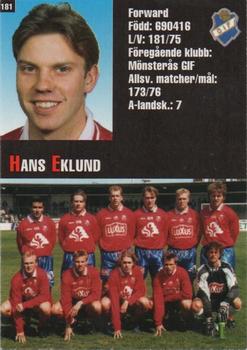 1995 Arena Allsvenskan #181 Hans Eklund Back