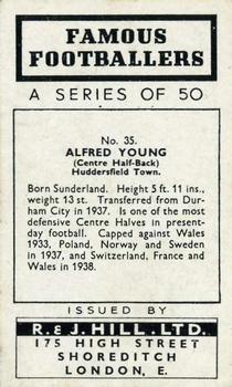1939 R & J Hill Famous Footballers Series 1 #35 Alf Young Back