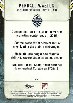 2015 Topps Apex MLS #40 Kendall Waston Back