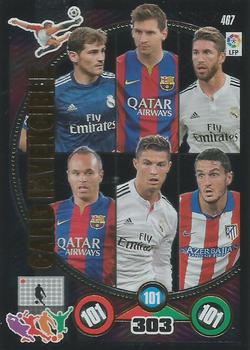 2014-15 Panini Adrenalyn XL La Liga BBVA - Card Invencible #467 Iker Casillas / Lionel Messi / Sergio Ramos / Andres Iniesta / Cristiano Ronaldo / Koke Front