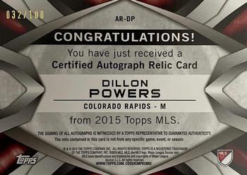 2015 Topps MLS - Autograph Relics #AR-DP Dillon Powers Back
