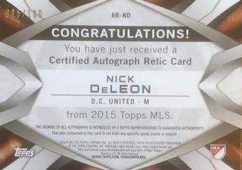2015 Topps MLS - Autograph Relics #AR-ND Nick DeLeon Back