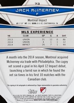 2015 Topps MLS - Autographs #73 Jack McInerney Back
