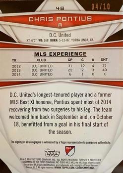 2015 Topps MLS - Autographs Black #46 Chris Pontius Back