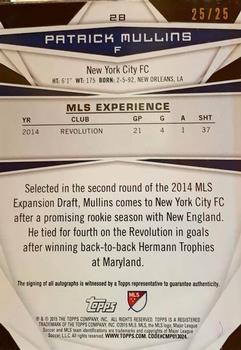 2015 Topps MLS - Autographs Gold #28 Patrick Mullins Back