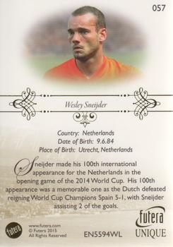 2015 Futera Unique World Football #057 Wesley Sneijder Back