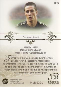 2015 Futera Unique World Football #089 Fernando Torres Back