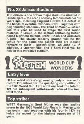 1986 Match World Cup Wonders #23 Jalisco Stadium Back