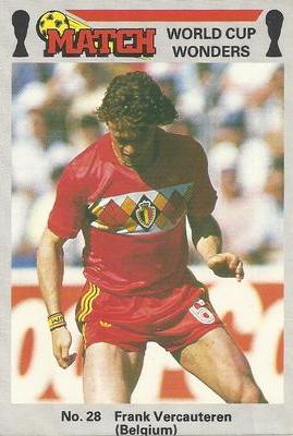 1986 Match World Cup Wonders #28 Frank Vercauteren Front