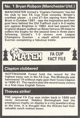 1986-87 Match FA Cup Fact File #1 Bryan Robson Back