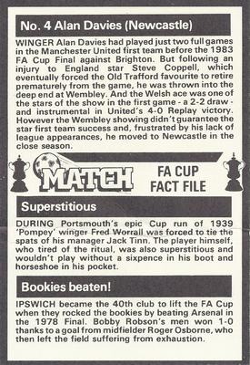 1986-87 Match FA Cup Fact File #4 Alan Davies Back