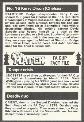1986-87 Match FA Cup Fact File #16 Kerry Dixon Back