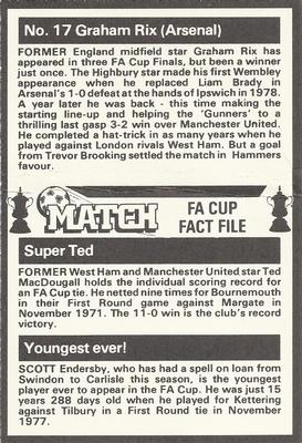 1986-87 Match FA Cup Fact File #17 Graham Rix Back