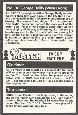 1986-87 Match FA Cup Fact File #30 George Reilly Back