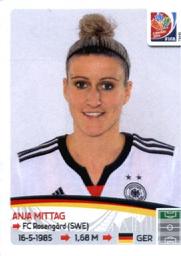 2015 Panini Women's World Cup Stickers #116 Anja Mittag Front