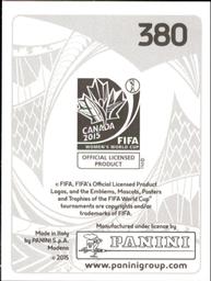 2015 Panini Women's World Cup Stickers #380 Veronica Boquete Back