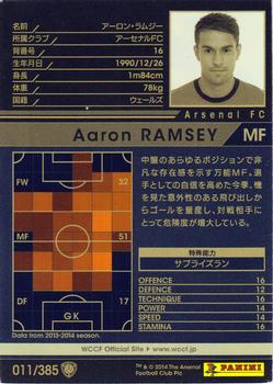2013-14 Panini/Sega World Club Champion Football #011 Aaron Ramsey Back