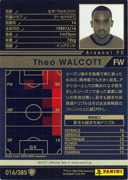 2013-14 Panini/Sega World Club Champion Football #016 Theo Walcott Back