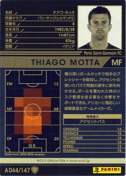 2014-15 Panini/Sega World Club Champion Football Opening Edition #A044 Thiago Motta Back