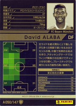 2014-15 Panini/Sega World Club Champion Football Opening Edition #A050 David Alaba Back