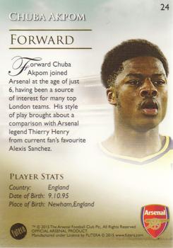 2015 Futera Unique Arsenal #24 Chuba Akpom Back